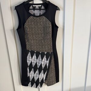 RACHEL Rachel Roy Black and White Patterned Mini Dress
